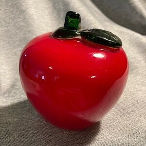 Vintage Apple Glass Paperweight - Cute Cottagecore Farmhouse School Office Decor